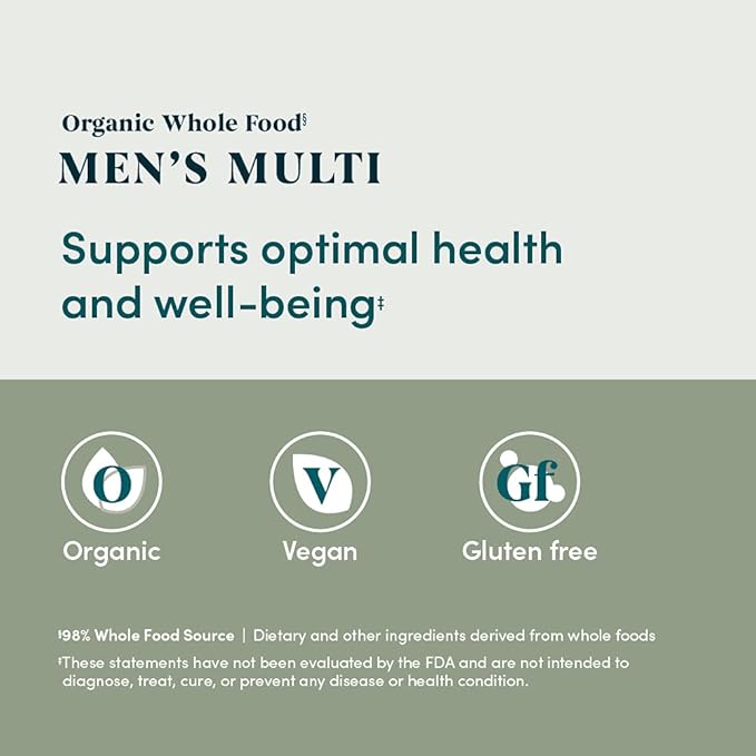 Amazon Elements Organic Whole Food Men's Multi, 60 Tablets (Pack of 2)