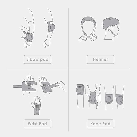 Kids Bike Helmet, Toddler Helmet for Youth Adult, Knee Pad Elbow Pad Wrist Guard Protective Gear Set for Skateboard, Bike, Skating, Cycling