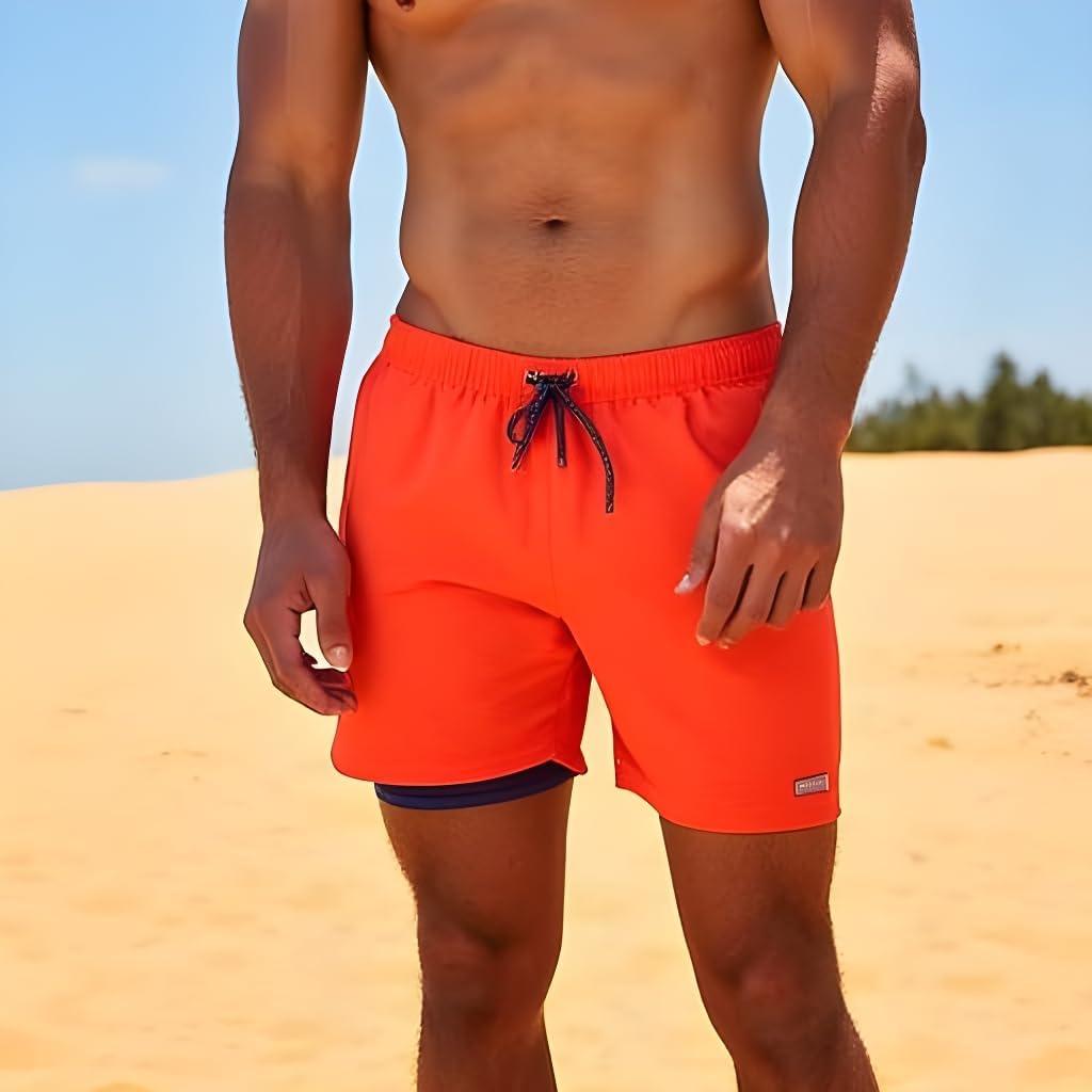 INGEAR Men's Athletic Stretch Workout Shorts Gym Quick Dry Running Trunks Boxer Lining