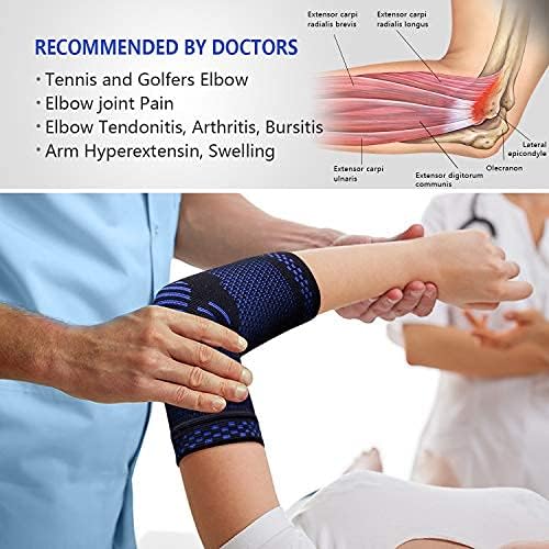 ABYON Compression Elbow Support, 1 Piece Compression Sleeve + 2 Pcs Tennis Elbow Pads for Men Women Pain Relieves Tendonitis, Arthritis, Tennis Elbow, Epicondylitis