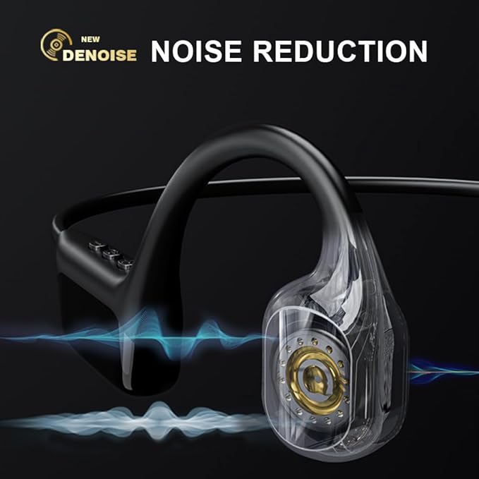 IHAO Swimming Headphones True Bone Conduction Open Ear Headset MP3 Player Built-in 32G Memory IP68 Underwater Waterproof Stereo Bluetooth Earphone for Driving Bicycling Running Skiing-S10 Black