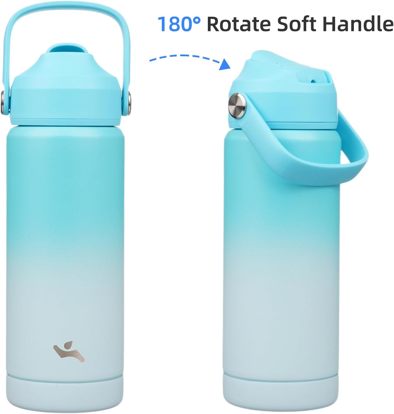 Insulated Water Bottle with Straw Lid,18 oz Stainless Steel Vacuum Metal Bottle with Silicone Handle,Sea Salt