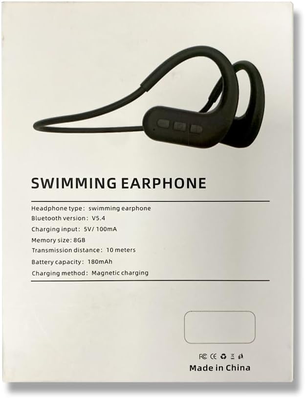 LOBKIN Waterproof Earbuds for Swimming, Bone Conduction Headphones IPX8 Swimming Headphones 8GB Memory Bluetooth 5.4 Wireless 8H Playtime in Ear Underwater Sport Earphones for Swimming, Running