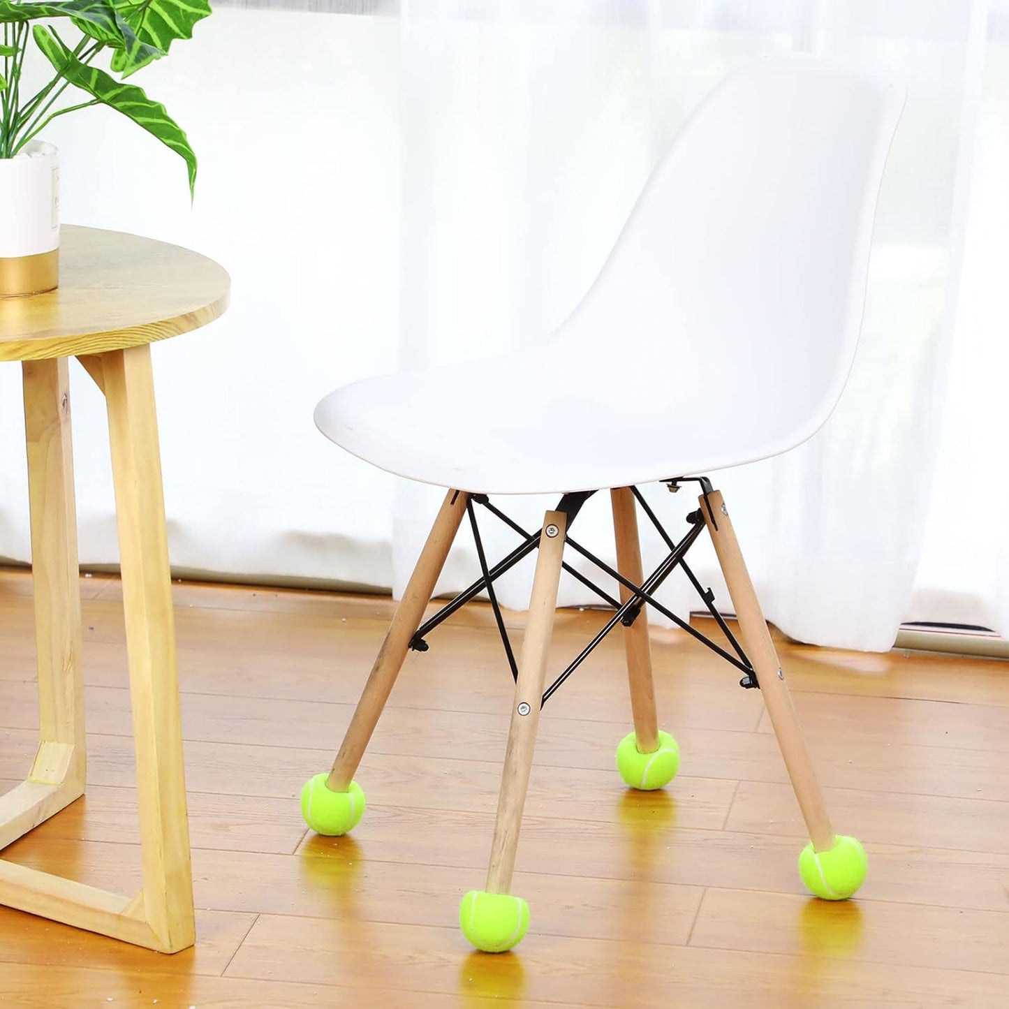 Macarrie 24 Pcs Precut Tennis Balls for Furniture Legs and Floor Protection Chairs Desks Furniture Tennis Balls for Chairs Feet Long Lasting Foot Covers(Yellow)