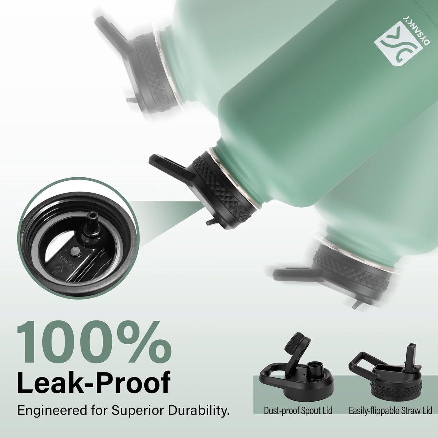 Insulated Water Bottle | Thickened Stainless Steel Vacuum Metal | Portable Sports Half Gallon Large Water Jug for Gym and Hiking with Straw, Carrier Bag, Handle Strap | BPA-Free 64 oz