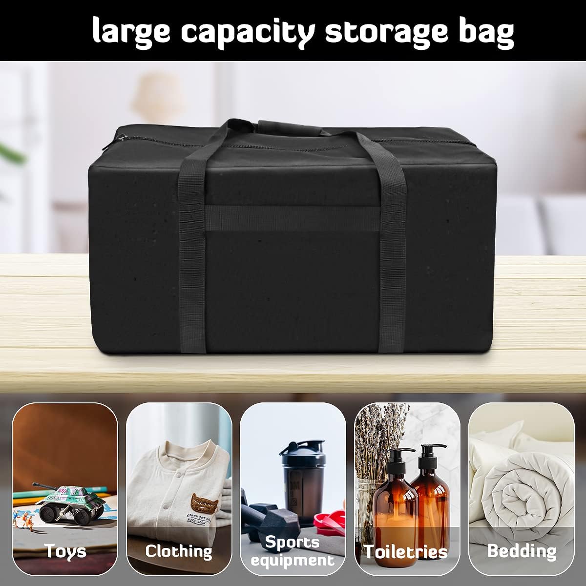 INFANZIA 24 inch Duffel Travel Sports Equipment Bag, Long Luggage Bag with Upgrade Zipper Water Resistant, Extra Large Foldable Storage Bag for Camping, Tent, Tripod, Fishing