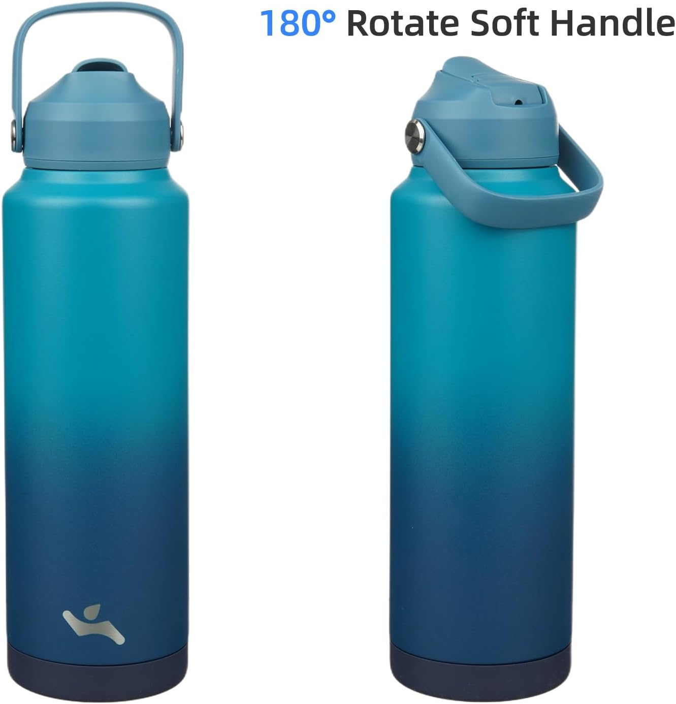 Insulated Water Bottle with Straw Lid,40 oz Stainless Steel Vacuum Metal Bottle with Silicone Handle,Vast