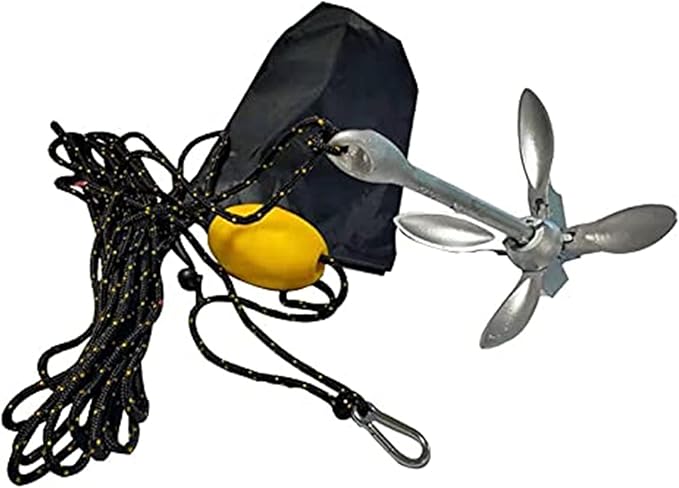 ISURE MARINE 1.5kg/3.5 lbs Boat Anchor ,Kayak Fishing Galvanized Anchor kit, Folding Anchor System for Kayak Canoes Accessories