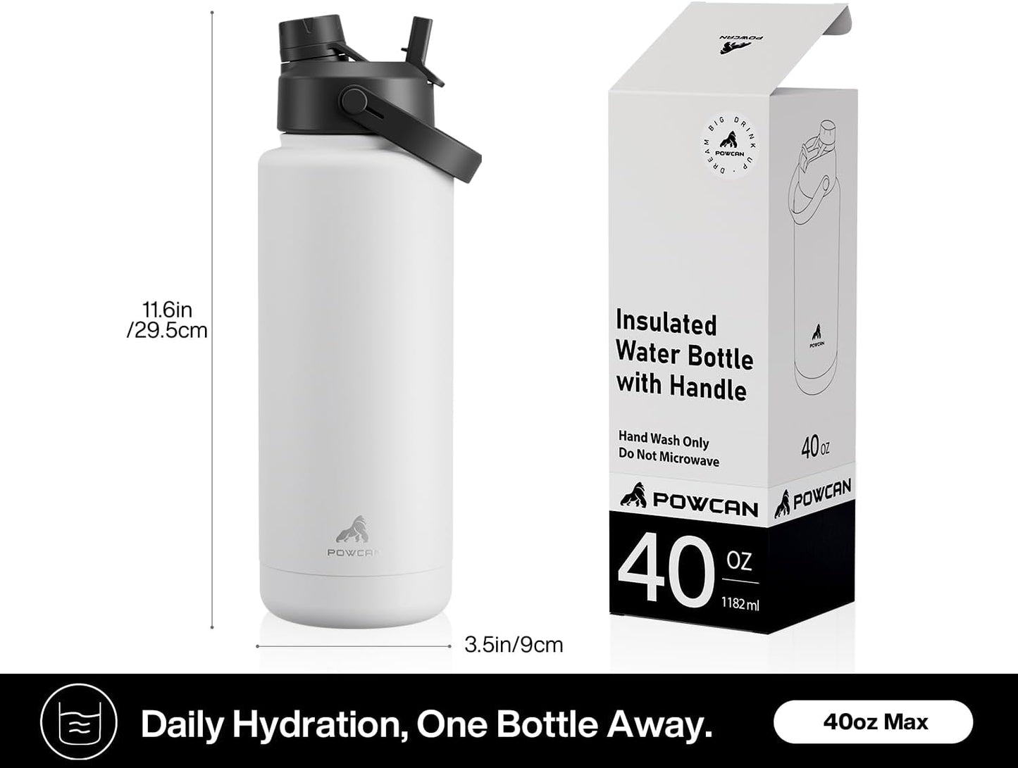 40 oz Insulated Water Bottle with 2-in-1 Straw and Spout Lid, Keep Cold 24H, Leak-Proof, BPA-Free, Double Wall Stainless Steel Water Bottle for Sports, Gym, Travel, and School (Oracle Kittens)