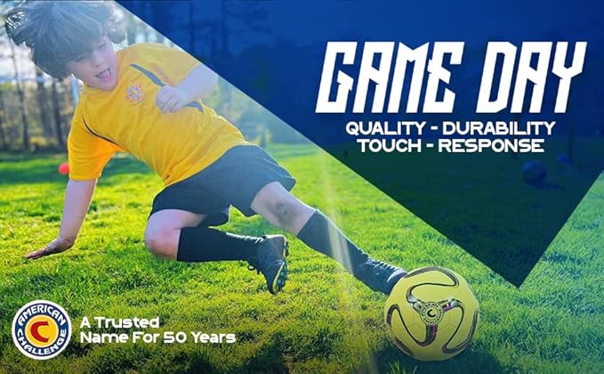 American Challenge Brasilia Soccer Ball – Soccer Ball Size 5, 4, 3 & 2 – for Youth & Adults – Ideal for Practice, Training & Grass Fields