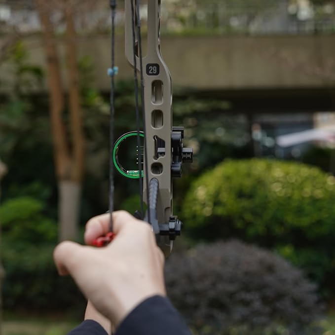 Archery 5-Pin Bow Sight - 0.019" Fiber, Brass Pin, Aluminum Machined - Right and Left Handed, with Hi-Vis Level for Archery, Hunting, Shooting