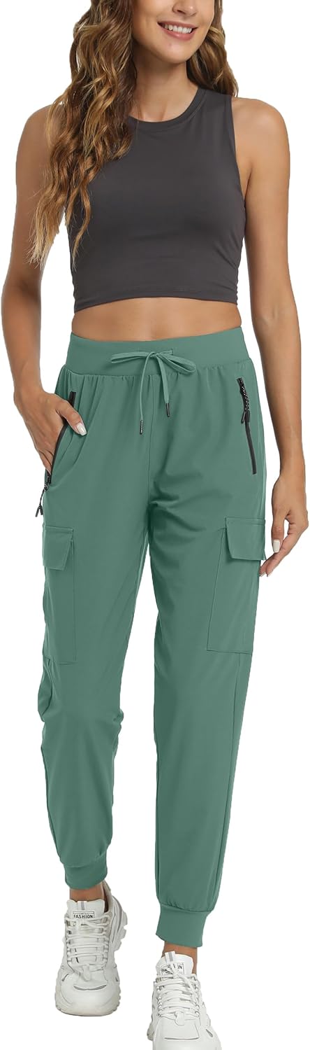 Kcutteyg Womens Water Resistant Hiking Pants with Pockets Quick Dry Soft Athletic Workout Joggers Pants for Camping Travel