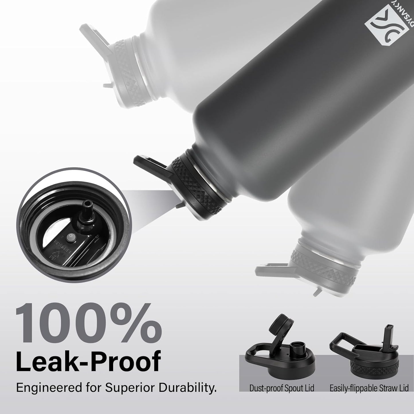 Insulated Water Bottle | Thickened Stainless Steel for Gym and Hiking with Straw, Carrier Bag, Handle Strap | BPA-Free 87 oz