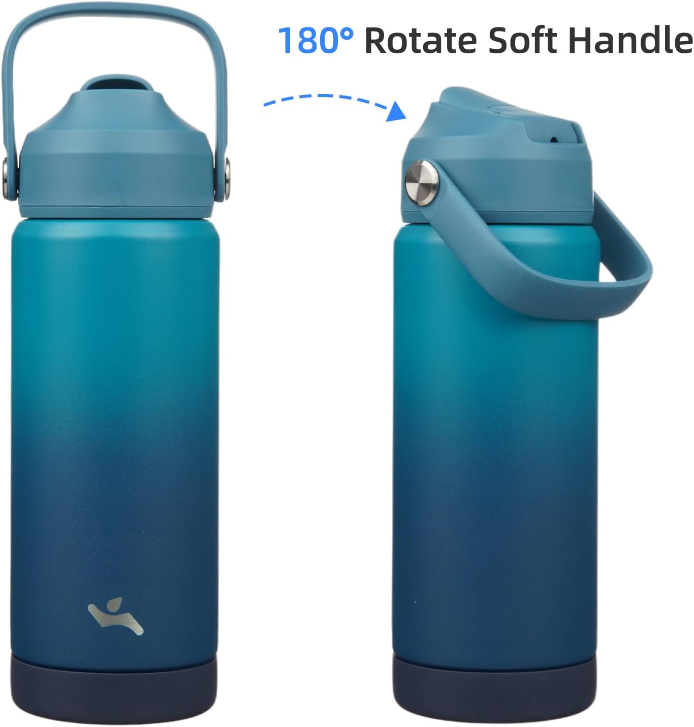 Insulated Water Bottle with Straw Lid,18 oz Stainless Steel Vacuum Metal Bottle with Silicone Handle,Vast