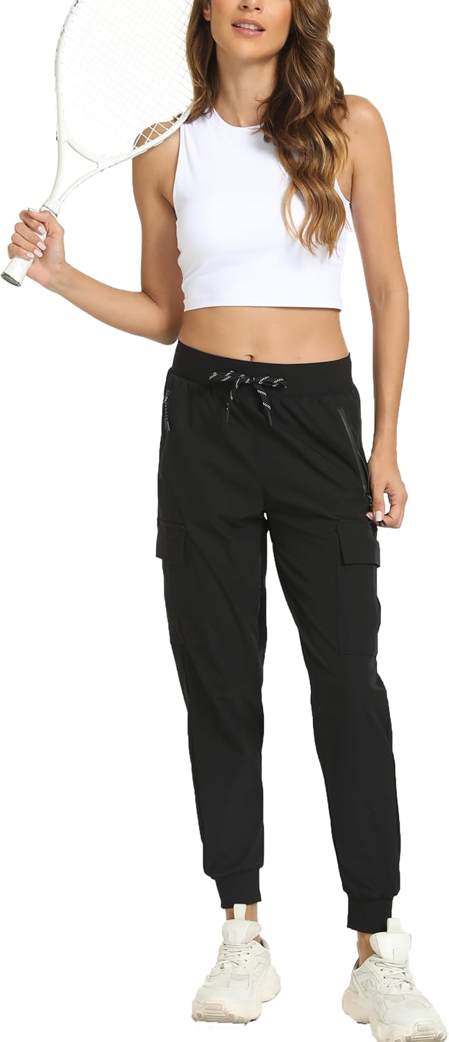 Kcutteyg Womens Water Resistant Hiking Pants with Pockets Quick Dry Soft Athletic Workout Joggers Pants for Camping Travel