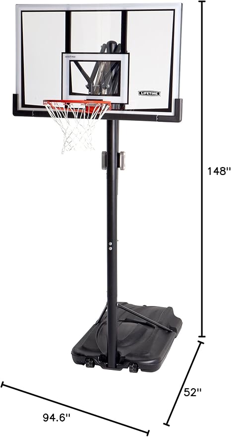 Lifetime 90061 Portable Basketball System, 52 Inch Shatterproof Backboard,Black