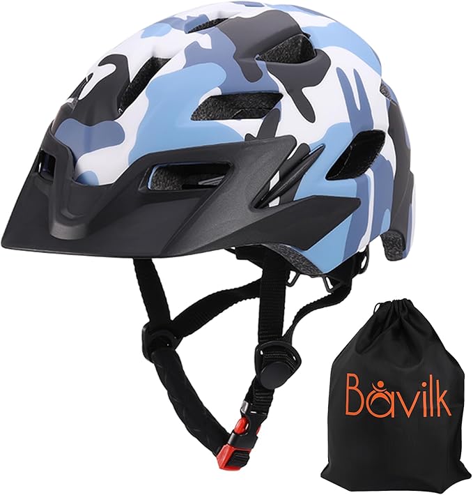 Kids Bike Helmet,Bavilk Kids Boys Girls Bike Helmets with LED Light Detachable Visor Children Youth Teen Multi-Sport for Skating Cycling Scooter Skateboard Adjustable & Lightweight 19.7"-22.4"