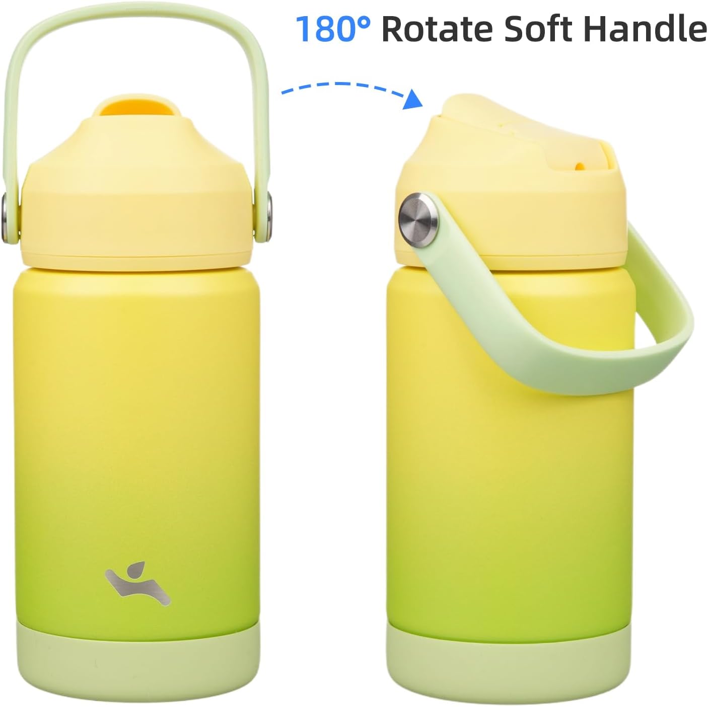 Insulated Water Bottle with Straw Lid,12 oz Stainless Steel Vacuum Metal Bottle with Silicone Handle,Lime