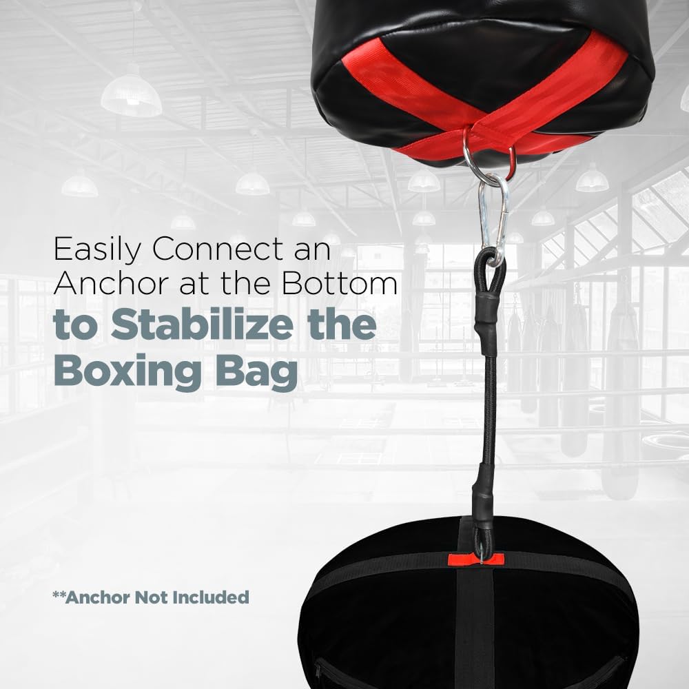 LoGest Boxing Bag - Hanging Punching Bag Sports Training Equipment - MMA, Karate, Judo, Muay Thai, Kickboxing - Hanging or Freestanding - Unfilled Max Capacity 100 Lbs - Heavy Punching Bag