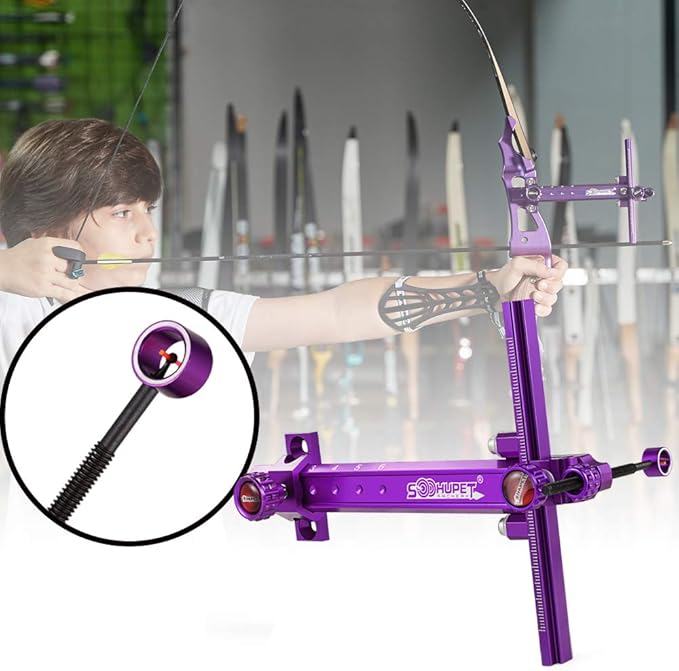 Archery Recurve Bow Sight, SOOHUPET Accessories T Shape Archery Shooting Target Sight Adjustable Bowsight with Optical Fiber Pin Sight for Target Practice