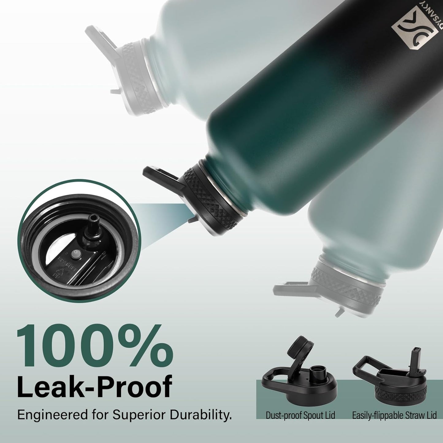 Insulated Water Bottle | Thickened Stainless Steel for Gym and Hiking with Straw, Carrier Bag, Handle Strap | BPA-Free 87 oz