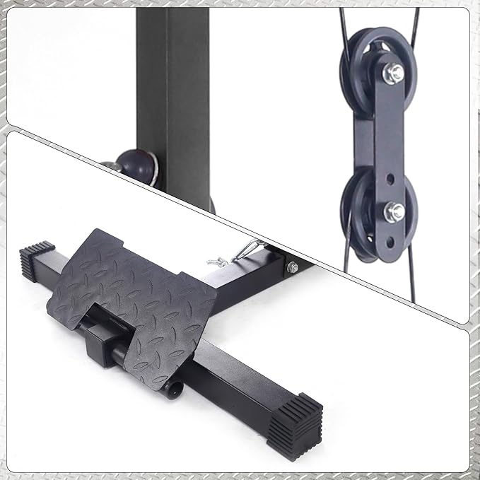 LAT Pulldown Machine, Multi-Functional Cable Machine with High and Low Pulley Station, Row Cable Machine Home Gym with Leg Support, Tricep Workout Equipment