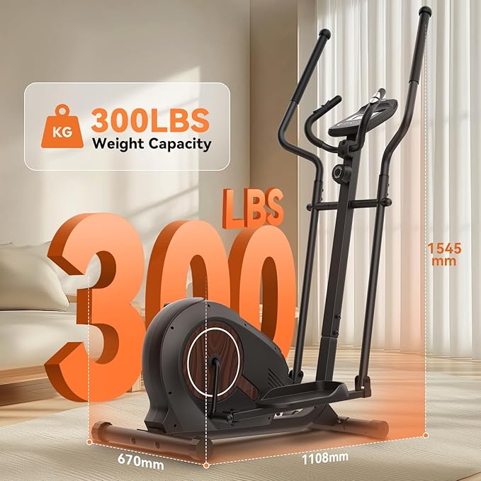 ANCHEER Elliptical Machine, Elliptical Exercise Machine with Quiet Magnetic Drive,14 Resistance Levels, Pulse Rate Monitor, LCD Monitor, 15.5IN Stride, Elliptical Trainer for Home