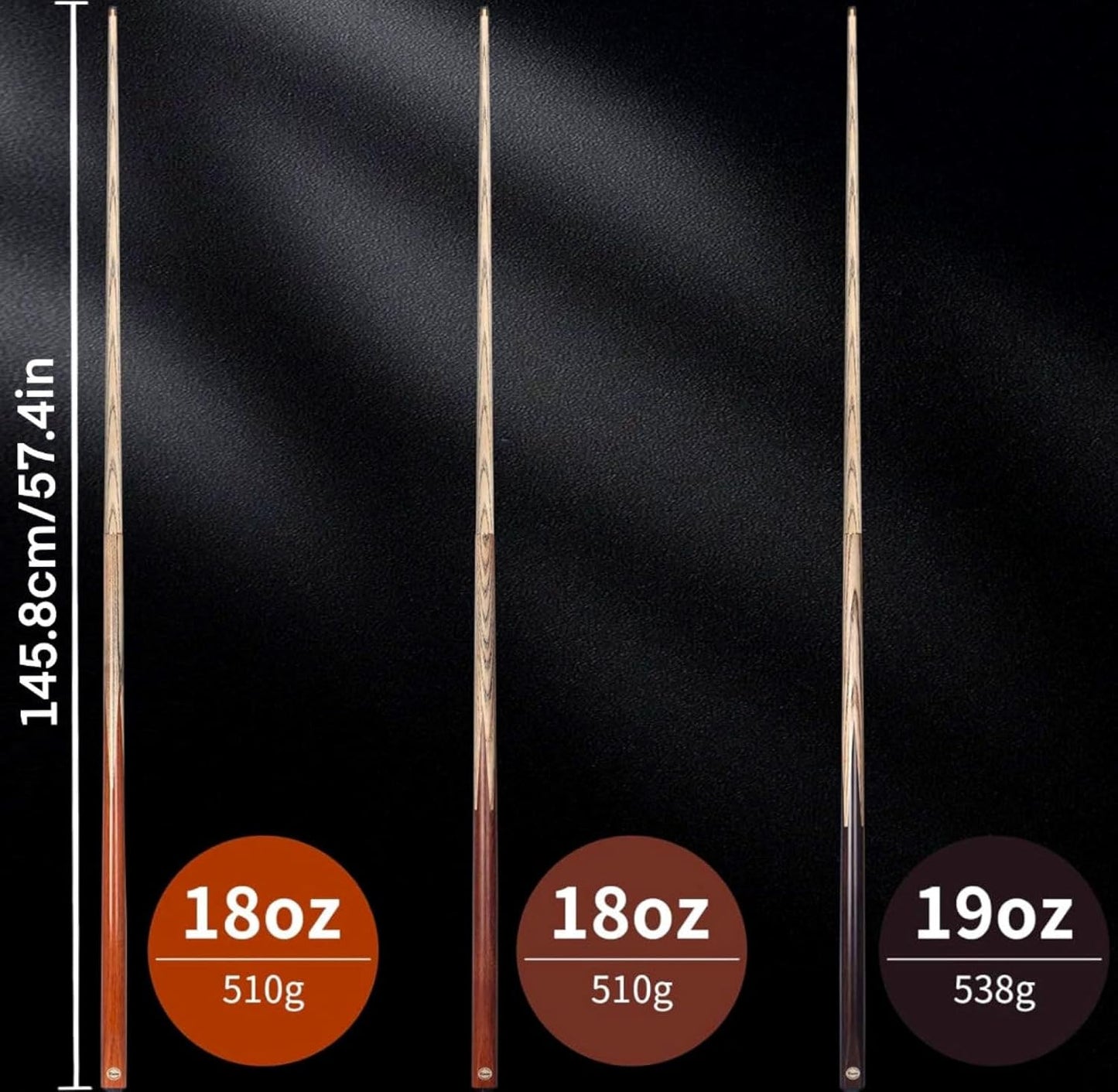 Kmise Pool Cue Set of 3, 57-inch Cue Sticks with 9.5mm Pro Tips, Splicing Process, Handmade from Premium Wood, Pool Sticks for Adults, for Men and Women, Bar Home Taple Sports