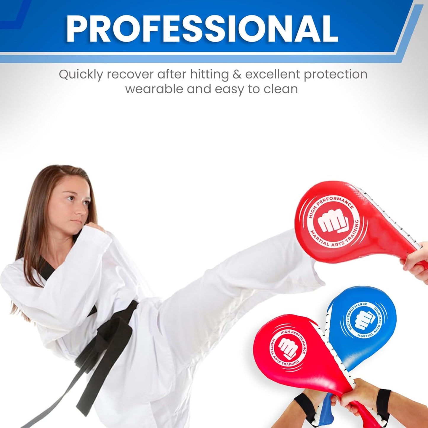 +Performance Taekwondo Kick pad & Boxing pad | Martial Arts Training Equipment | Karate Pads | Taekwondo Sparring Gear | MMA, Kickboxing, Muay Thai | Kick Pads Martial Arts Target for Kids & Adults.