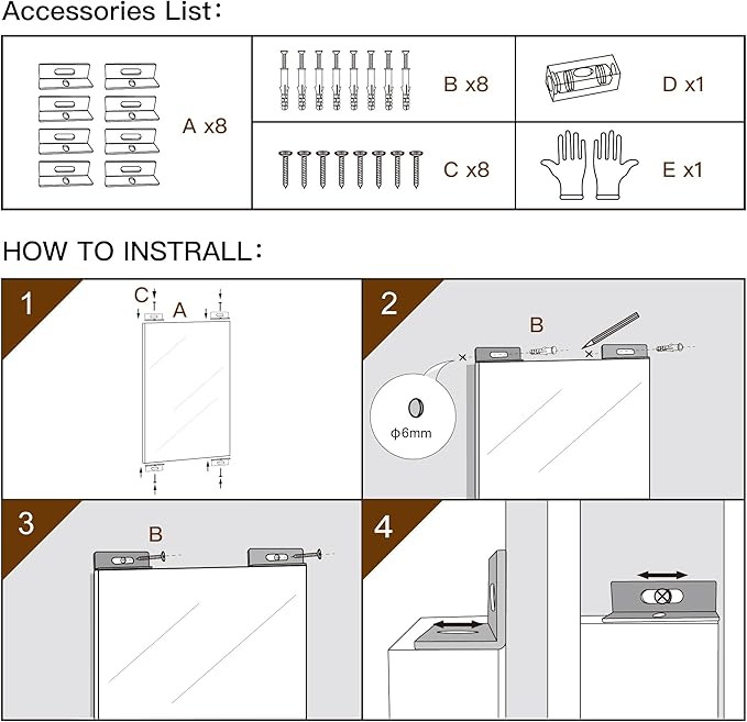 2PCS 71" X 40" Gym Mirror - Full Length Wall Mirror for Gyms, Dance Studios, Home and Yoga - Easy Installation, Ultra Light Shatterproof Nano Mirror Reduces 60% Commercial Insurance Costs, 5 lbs/pc