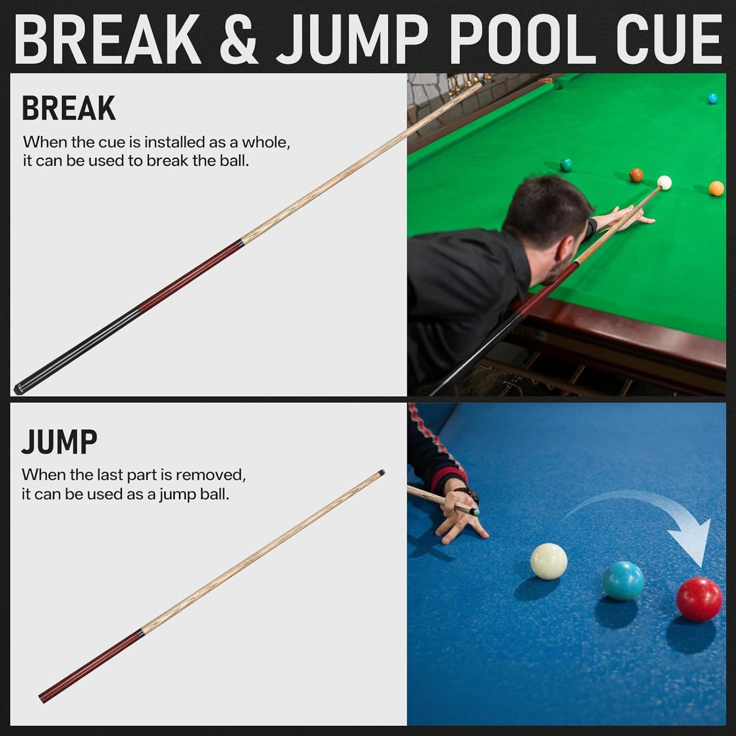 Kmise Break Jump Cue Stick - 21oz 23oz 25oz 28oz Pool Stick for Explosive Breaks and Effortless Jumps, Heavy Hitter Jump&Break Pool Cue with 14mm Pro Breaking Tip, Includes Pool Chalk and Glove