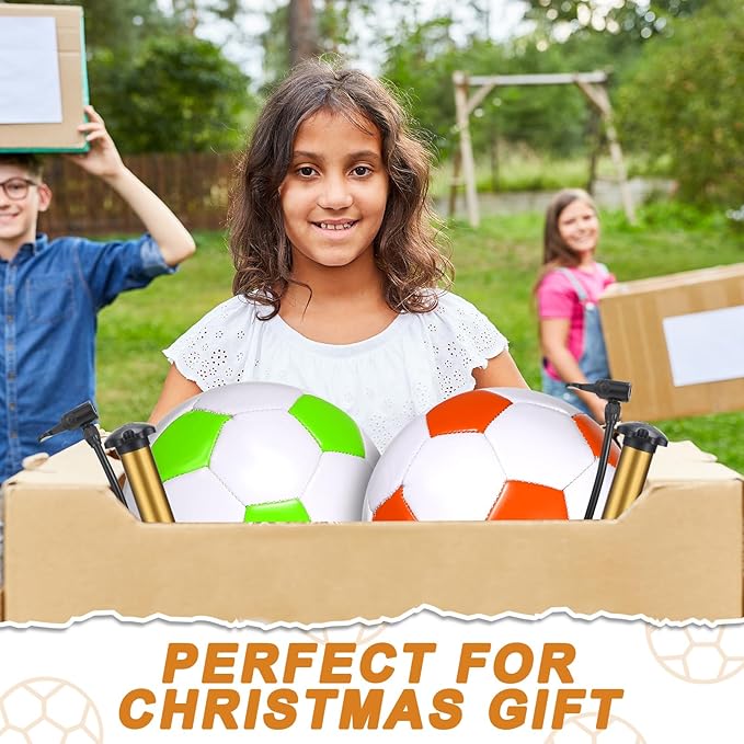 6 Pcs Operation Christmas Soccer Ball Bulk with Pump Needles, Size 3 4 5 Deflated Soccer Ball Gift for Youth Adult Game Training Practice Christian Charity Donation Supplies