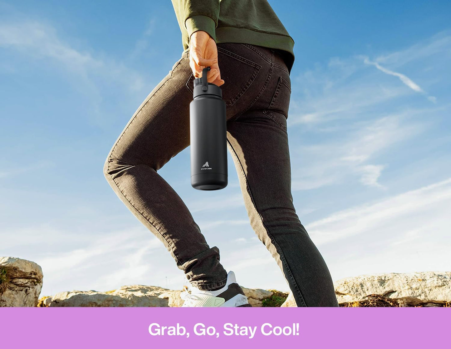 40 oz Insulated Water Bottle with 2-in-1 Straw and Spout Lid, Keep Cold 24H, Leak-Proof, BPA-Free, Double Wall Stainless Steel Water Bottle for Sports, Gym, Travel, and School (Misty Lilac)