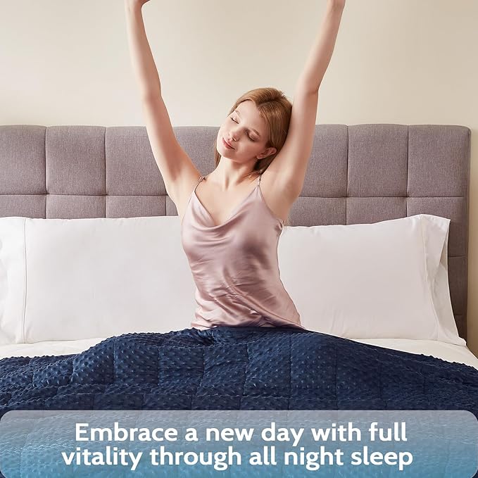 L'AGRATY Weighted Blanket for Adult - 60"x80" 15lbs Minky Dots Heavy Blanket with Glass Beads: Soft Breathable for All-Season Summer Fall Winter Thick Comfort for Sleeping