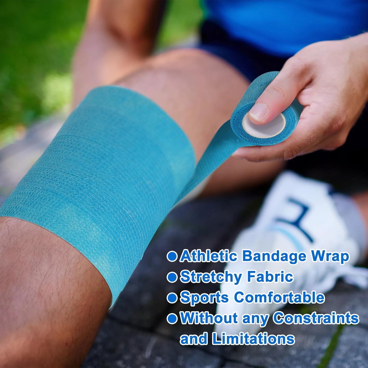 24 Pack Self Adhesive Bandage Wrap, 4” x 5 Yards Elastic Cohesive Bandage Wrap Self Adherent Medical Tape for Sports, Ankle, Wrist Sprains, Pet First Aid, Vet Wrap
