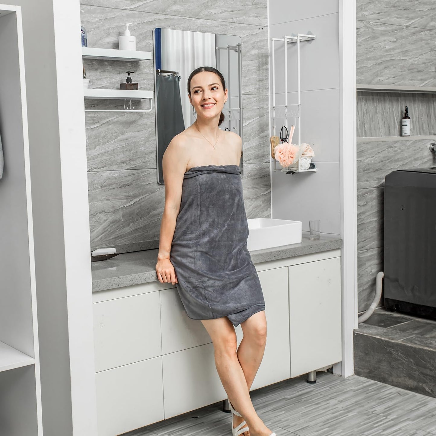 JML Microfiber Bath Towel Sets (6 Pack, 27" x 55") -Extra Absorbent, Fast Drying, Multipurpose for Swimming, Fitness, Sports, Yoga, Grey 6 Count