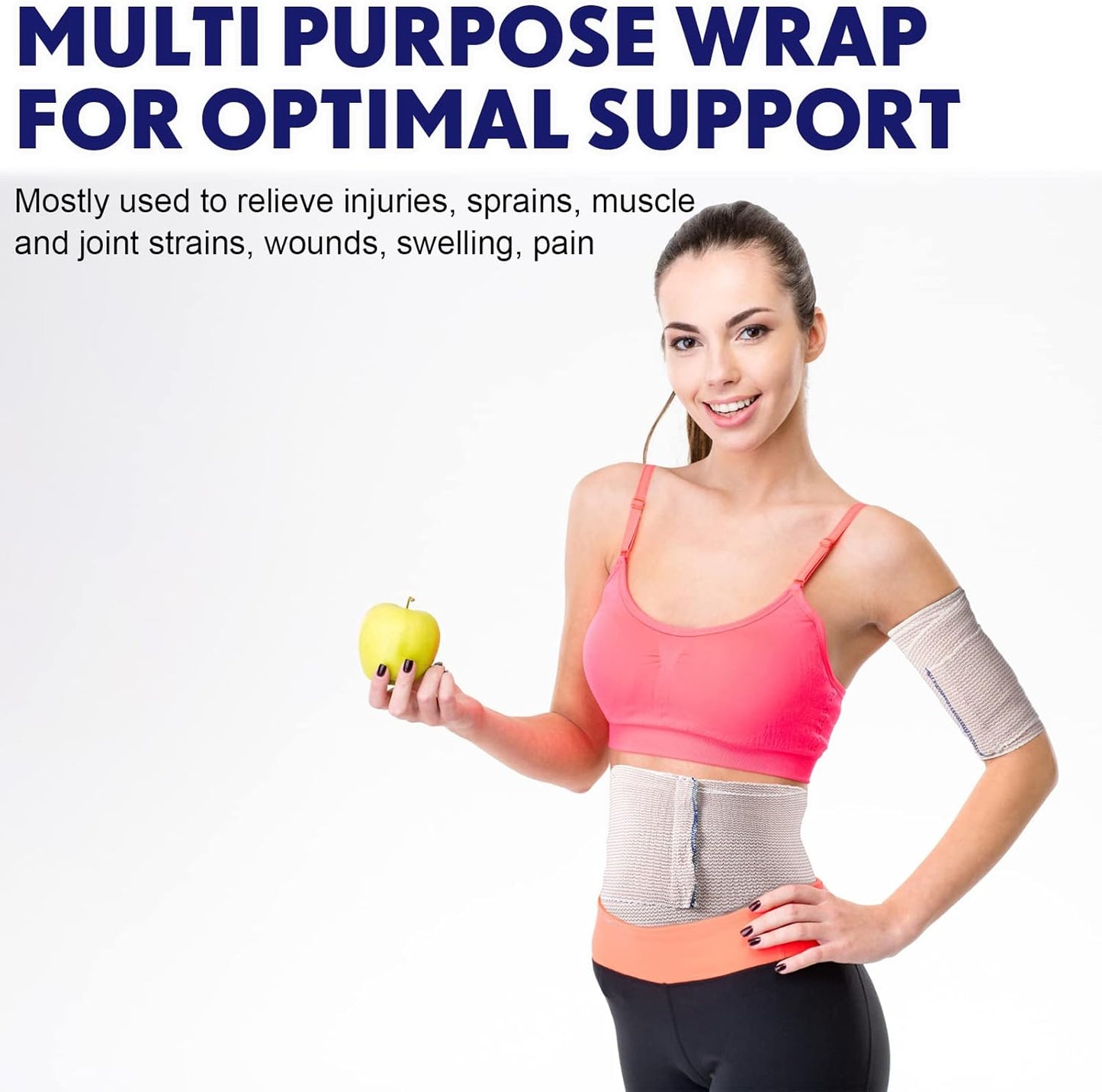 LEIFIDE 36 Pack Compression Bandage Wrap with Self Closure on Both Ends Elastic Bandage for Legs, Knees, Ankles, Wrists, Elbows, Shoulders, Athletic Stretchable Wrap(4 Inch,Blue Trim)