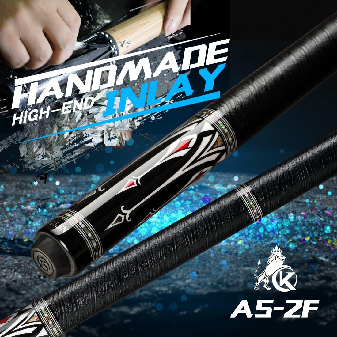 KONLLEN Carbon Fiber Pool Cue Stick Low Deflection Hand-Made Inlay Billiard Cue Ultra-Smooth Professional Feeling Billiard Pool Cue Sticks for Adults