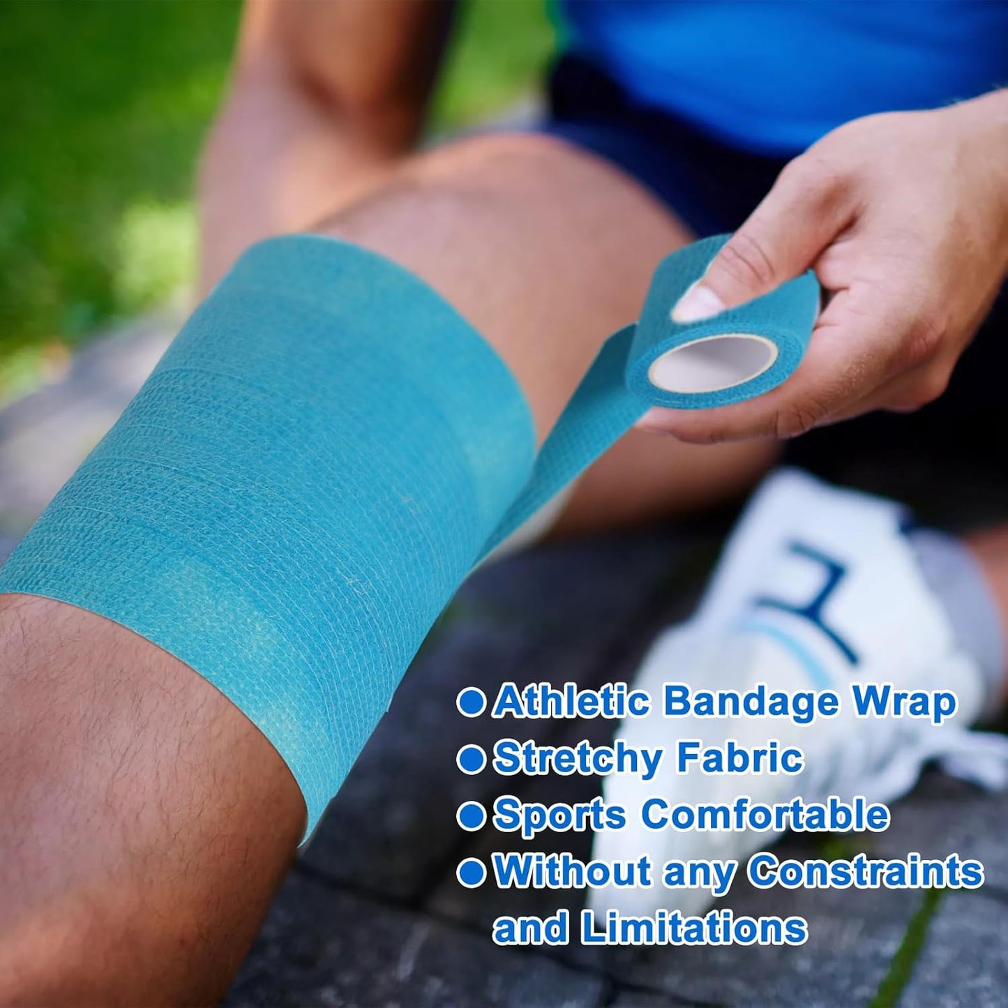 48 Pack Self Adhesive Bandage Wrap, 2” x 5 Yards Cohesive Medical Tape Elastic Grip Tape Black Sports Tape Athletic for Ankle, Wrist Sprains, Pet First Aid (Multi-Color)
