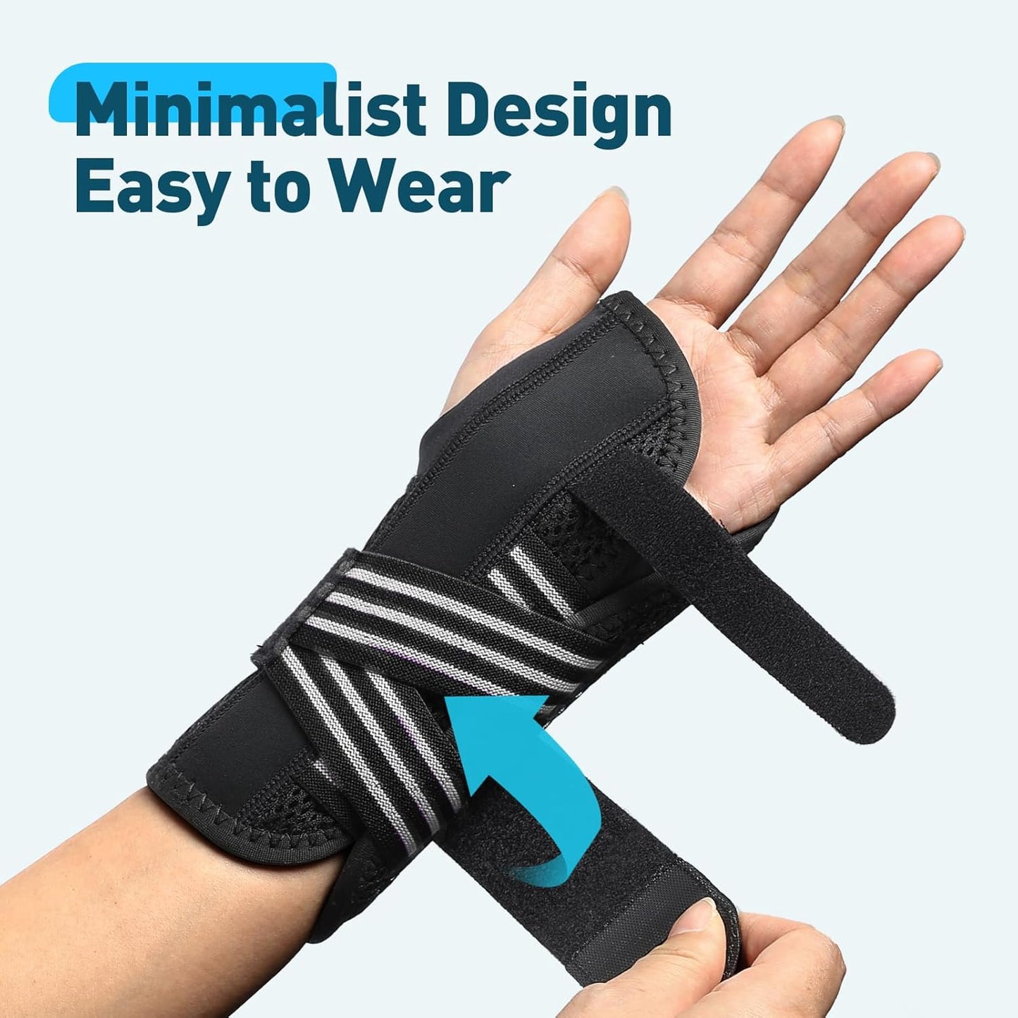 AGPTEK Carpal Tunnel Wrist Brace for Men Women, Night Sleeping Wrist Support with 2 Splints, Pain Relief Hand Brace for Arthritis Sprains Tendonitis, Adjustable Wrist Splint for Left Hand (L/XL, Black & White )