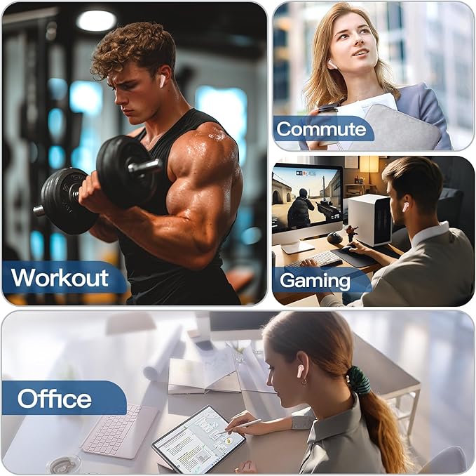 kurdene Wireless Earbuds Bluetooth 5.4 Headphones 60H Playtime Deep Bass Stereo Ear Buds with Mic Comfort Lightweight in Ear Earphones for Workout/Running Pink