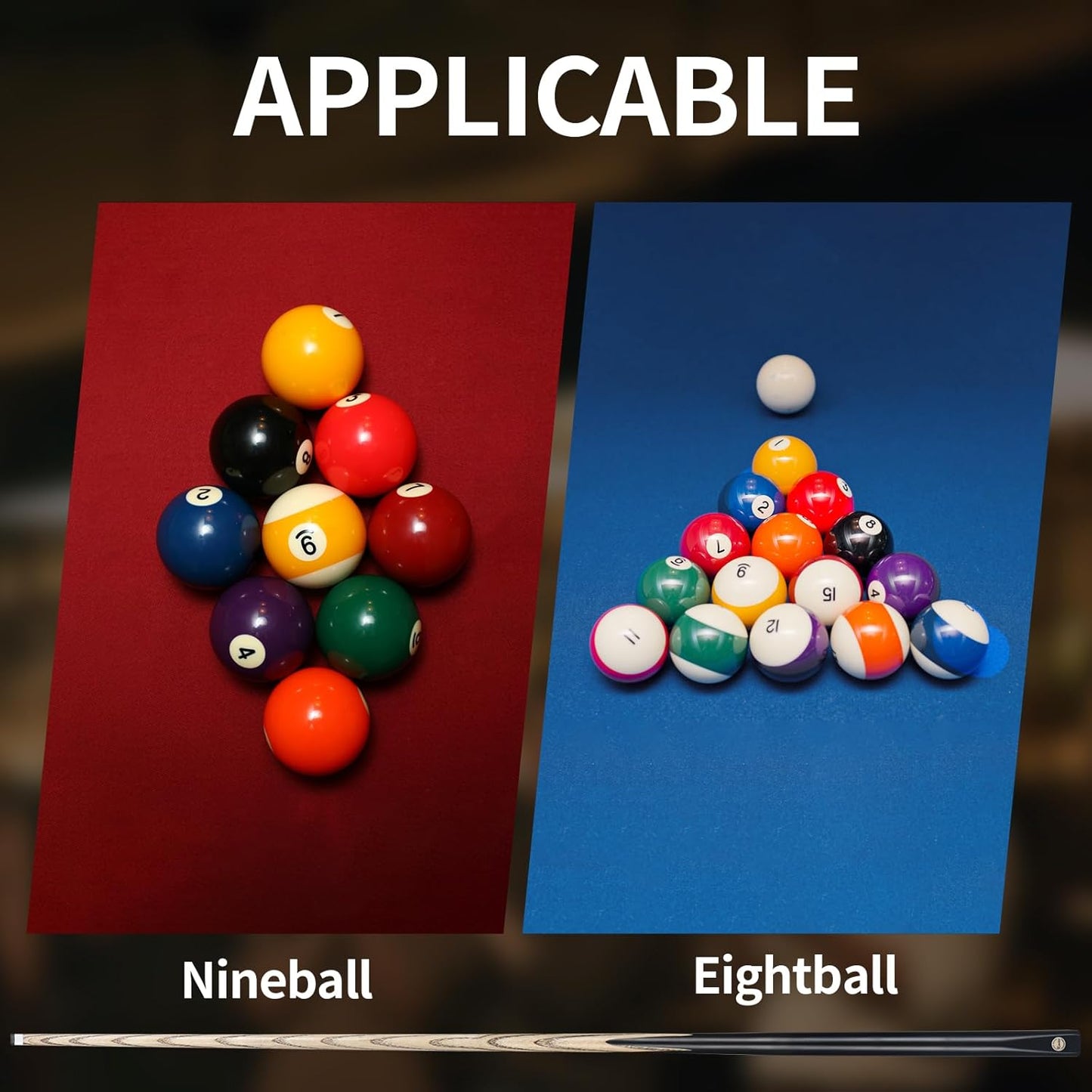 Kmise Pool Cue Sticks, 41"/57“/58" Hardwood Pool Cue Set of 4/6/8, 13OZ/20OZ with 13/10 MM Brass Tips, Table Billiard Cue Stick for Bar, Home, Billiard Room