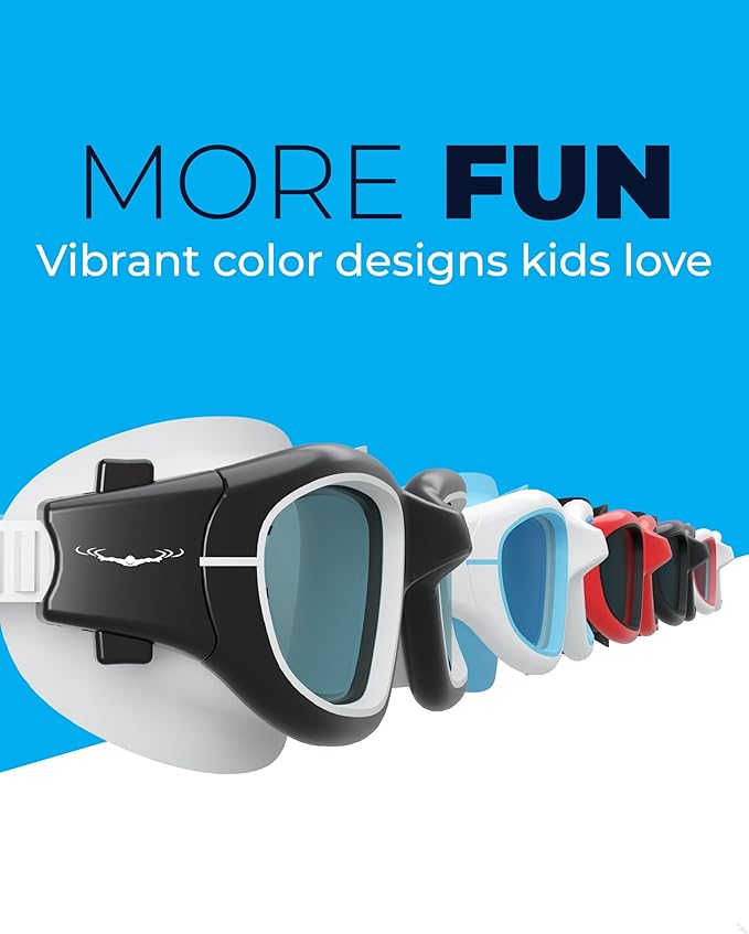 AqtivAqua Swimming Goggles for Kids, MINI-DX Wide View Swim Goggles for Kids Boys Girls, Anti Fog No Leaking