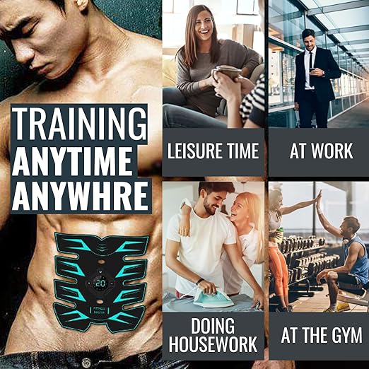 Abs Stimulator, EMS Muscle Stimulator Fitness Equipment for Abdomen Arms Shoulder Back Leg Hip, Ab Stimulator for Women & Men