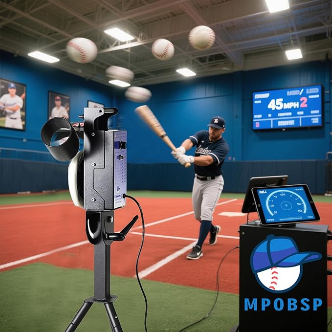 Lite 9” Baseball Pitching Machine - Adjustable Speed & Angle,45MPH Lightweight & Portable, Perfect for Hitting and Fielding Training