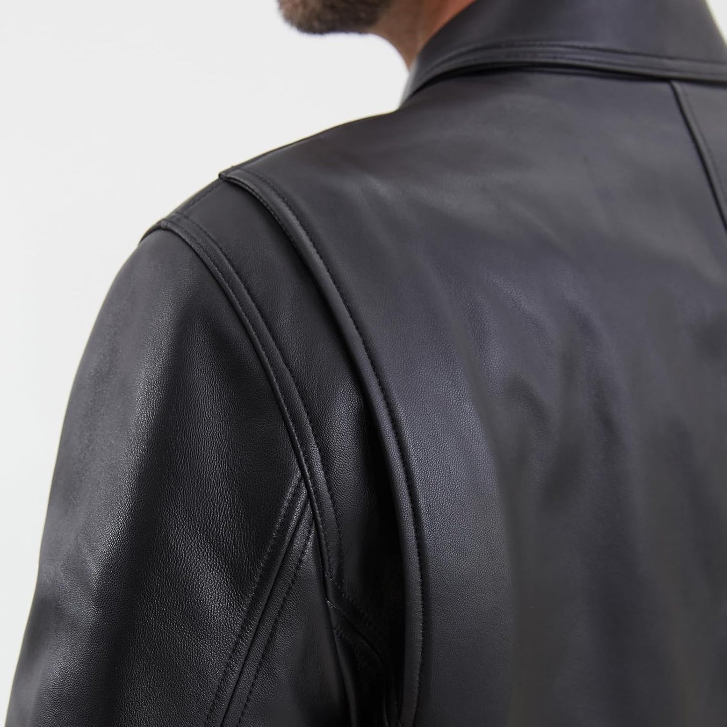 Leather Jacket Men,Lambskin Jacket with Full Zip Front,Casual Style,Tailored Design,Metal Snap Cuffs