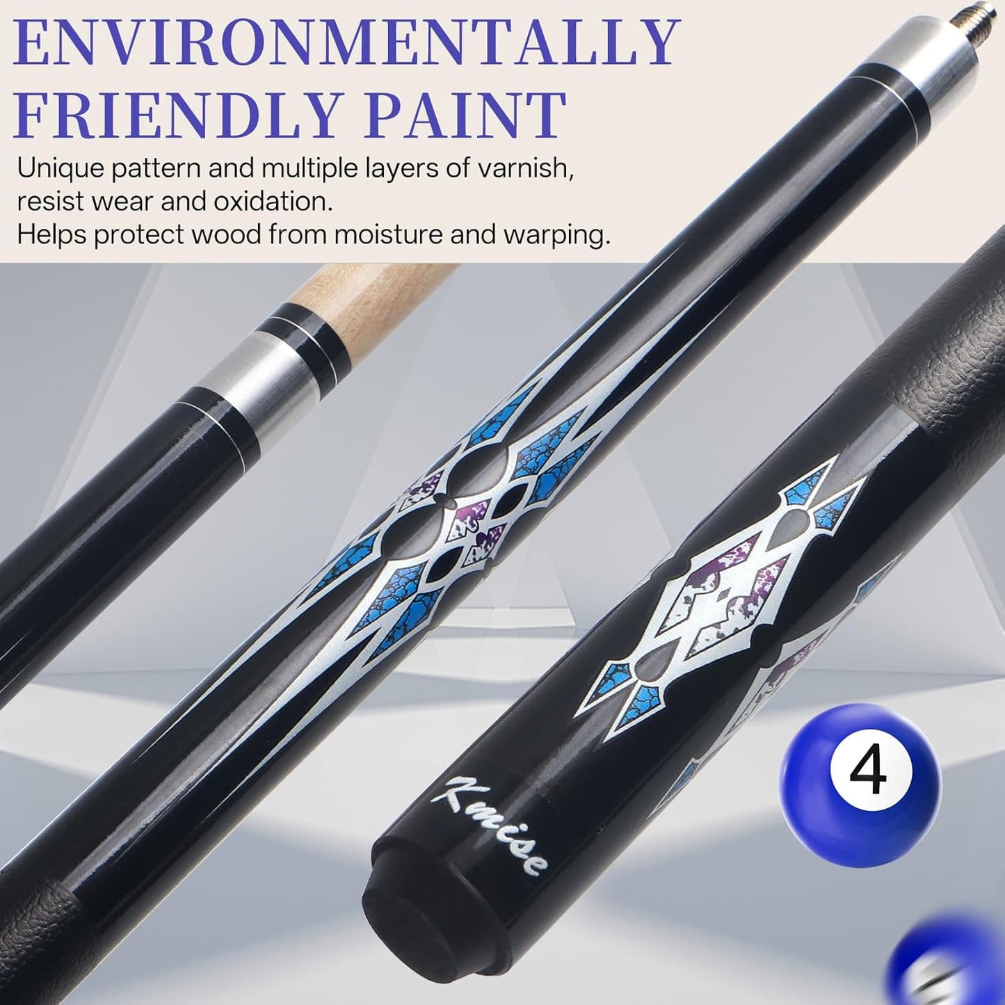 Kmise Pool Cue Stick Set - 58 Inch Pool Cues, 18~21Oz Canadian Maple Professional Billiard Cues Sticks, Pool Sticks for Adults, Multiple Colors, Pool Stick for Bar House Pool Tables Sports