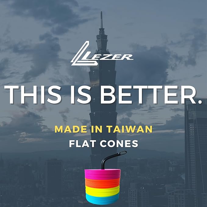 LEZER 6 Inch 8 Inch Flat Cones, Spot Markers, Soccer Cones, Field Court Markers, Sit Spots, Flat Discs, Soccer Training Equipment, Agility Practice, Football, Made in Taiwan