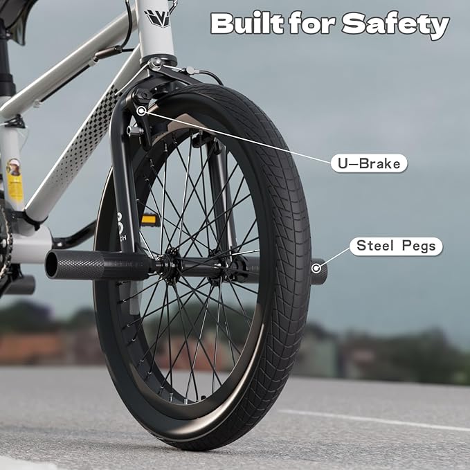 67i Boys BMX Bike 18/20 Inch Ages 8-12 Kids Bicycle with Front Rear U Brake Adjustable Seat Iron Fork 2.09" Wide Tires