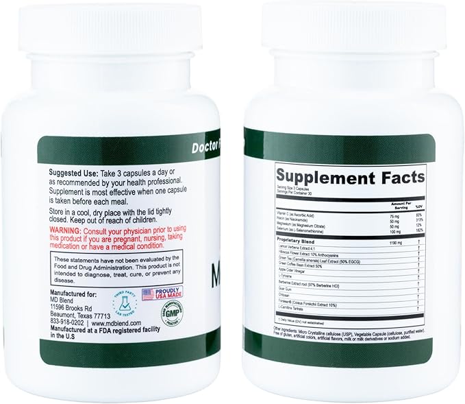 M.D. MediTrim - Expert Formulated Supplement Energy, Satiety, & Physique Goals - Smooth System Balance - Green Coffee Bean, Green Tea, Apple Cider Vinegar, Hibiscus - 90 Capsules